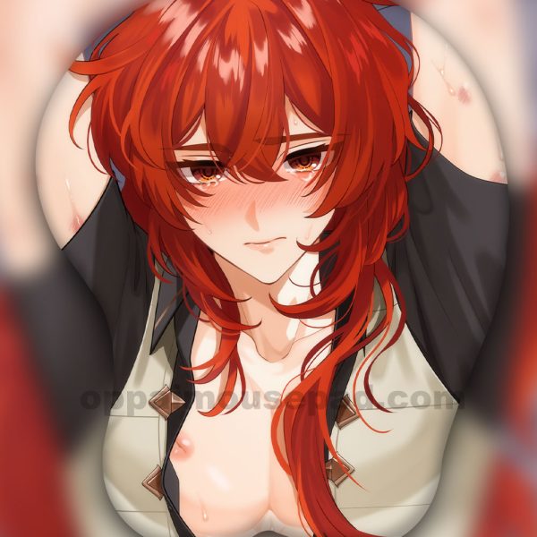Diluc 3D Tapis de Souris Oppai Repose Poignet | Genshin Impact