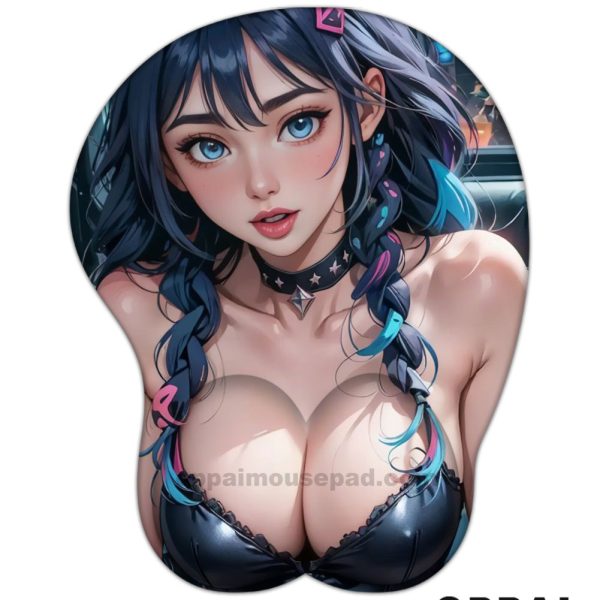 Fille Aux Cheveux Bleus Tapis de Souris Boobs